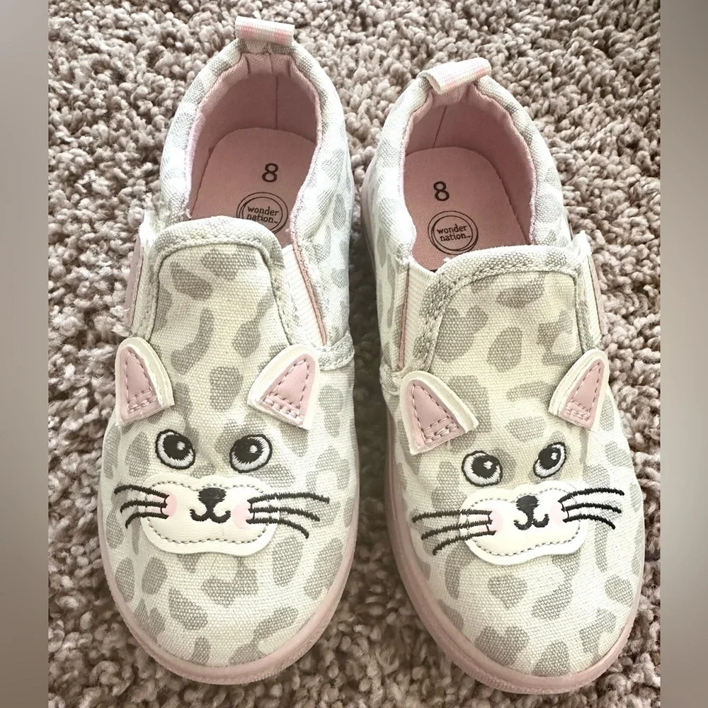 Wonder Nation Toddler Cat Face Slip-On Sneakers, Size 8